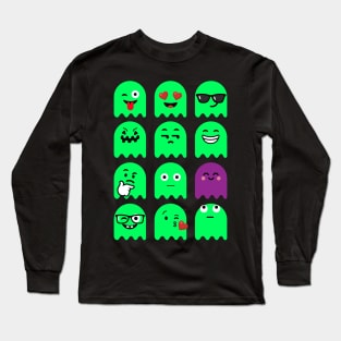 Emoji Faces Ghosts Glow Long Sleeve T-Shirt